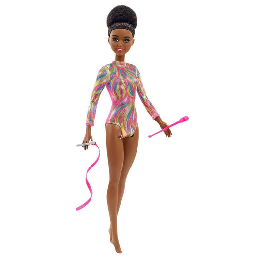 Barbie Rhythmic Gymnast Brunette Doll (12-in/30.40-cm), Leotard & Accessories!