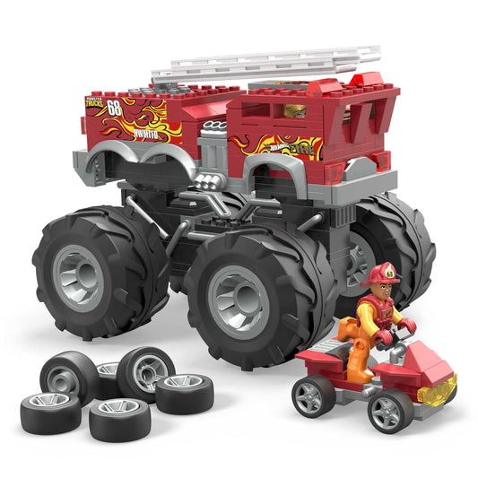 MEGA Hot Wheels Monster Truck Building Toy Playset, 5-Alarm Fire Truck
