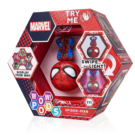 WOW! PODS Avengers Collection - Spider-Man | Superhero Light-Up Bobble-Head F...