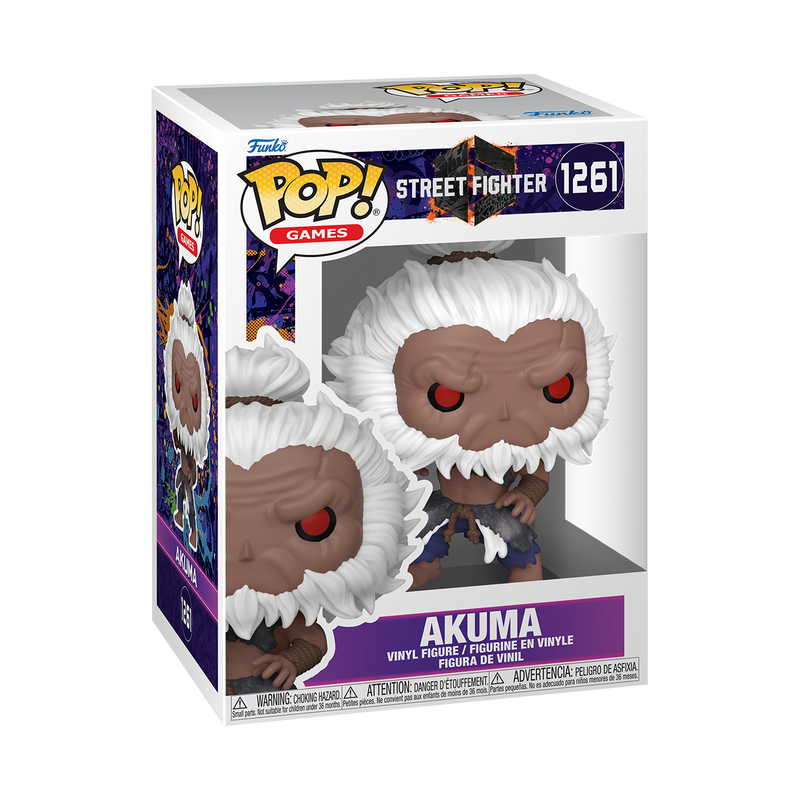 Funko Pop! vinyl figure packaging of Akuma from Street Fighter on a white background