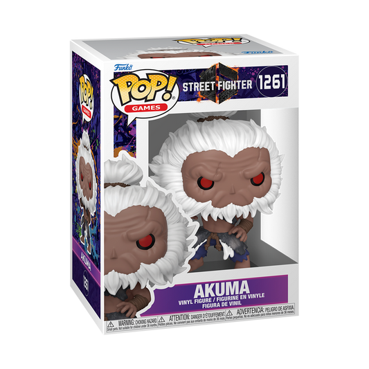 Funko Pop! vinyl figure packaging of Akuma from Street Fighter on a white background