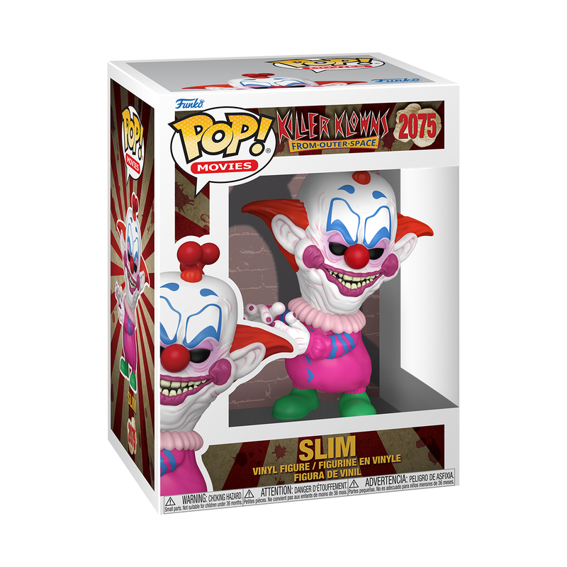 Funko Pop! vinyl figure packaging with a clown character on a white background